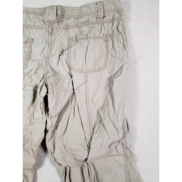 OP Ocean Pacific Pants Womens 17 Ankle Tie Cargo Beige Cotton Zipper Pockets - Picture 11 of 14